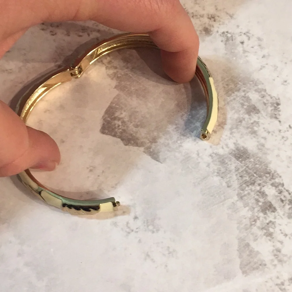 Sequin enamel shell bracelet vintage signed bracelet hinged
